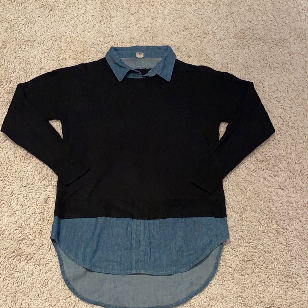 Black and Denim one piece layered sweater